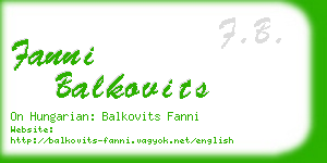 fanni balkovits business card